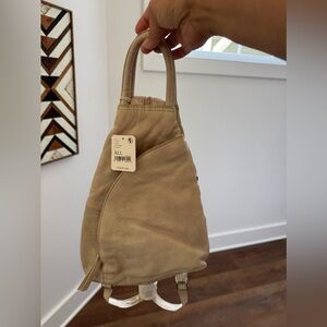 Free People handcrafted convertible slingback backpack - cream color. New w/tags